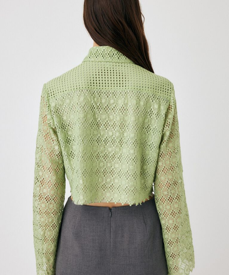 MOUSSY「GEOMETRIC LACE CROP シャツ」|シャツ・ブラウス|