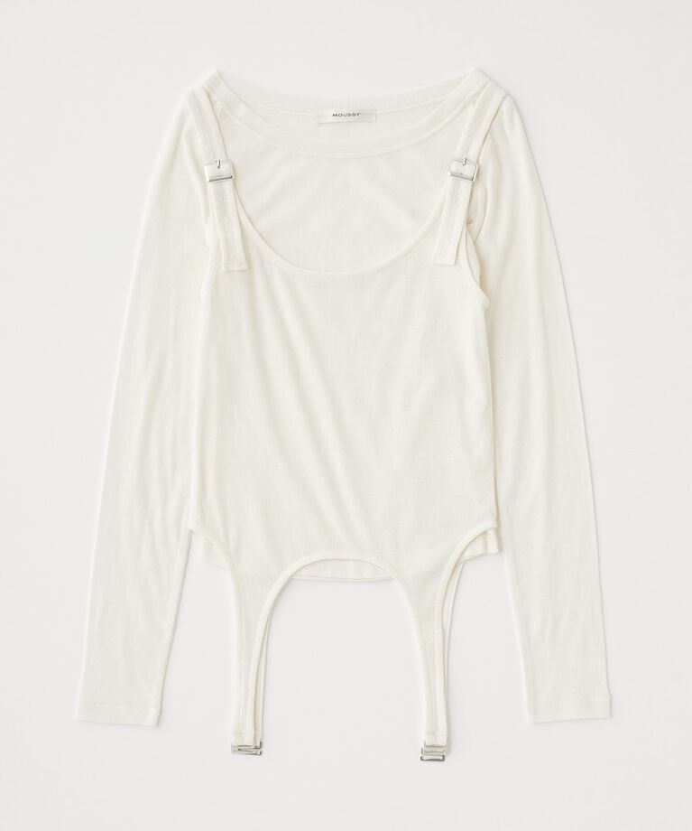 MOUSSY「LAYERED GARTER トップス」|Tシャツ・カットソー|WHT
