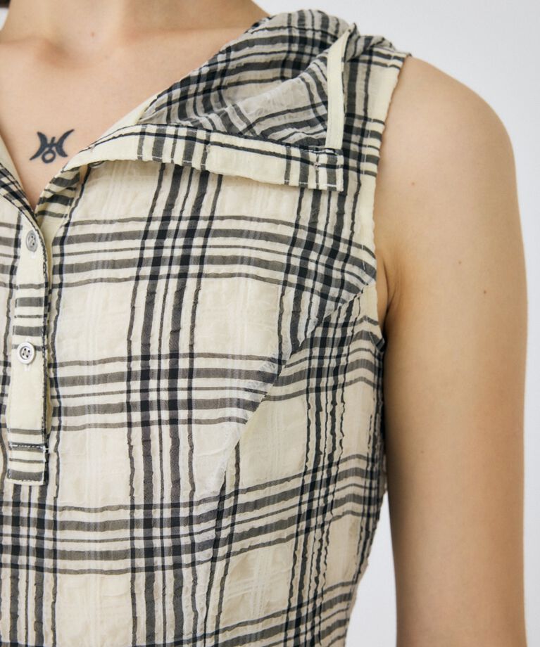 MOUSSY「HOODIE SLEEVELESS CHECK ドレス」|ワンピース|