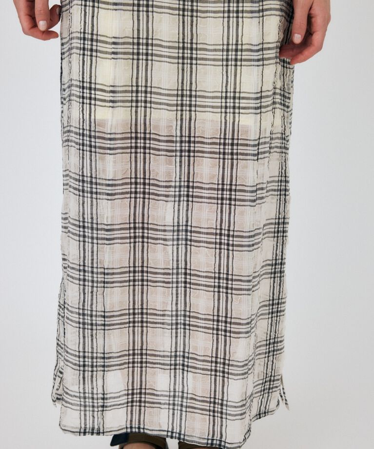 MOUSSY「HOODIE SLEEVELESS CHECK ドレス」|ワンピース|