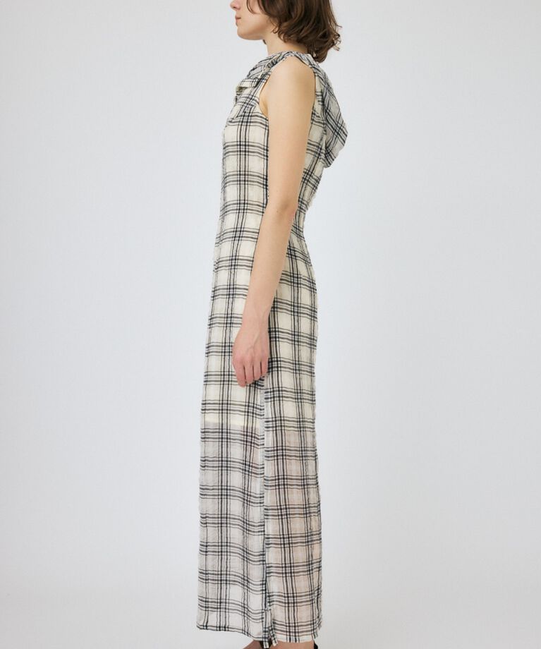 MOUSSY「HOODIE SLEEVELESS CHECK ドレス」|ワンピース|