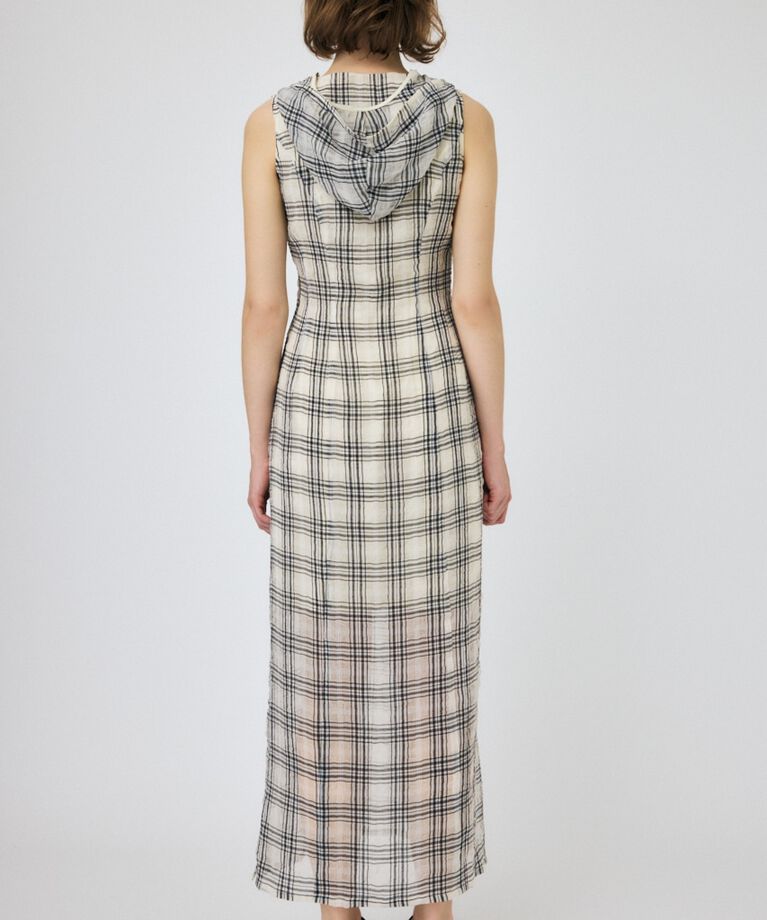 MOUSSY「HOODIE SLEEVELESS CHECK ドレス」|ワンピース|