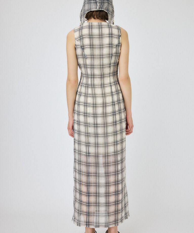 MOUSSY「HOODIE SLEEVELESS CHECK ドレス」|ワンピース|