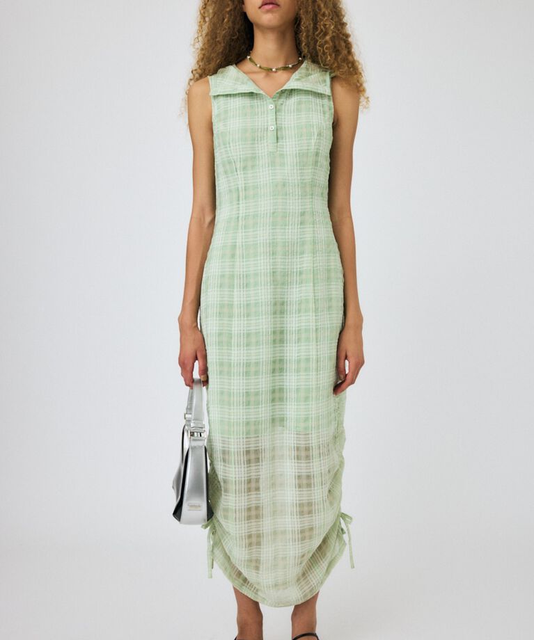 MOUSSY「HOODIE SLEEVELESS CHECK ドレス」|ワンピース|