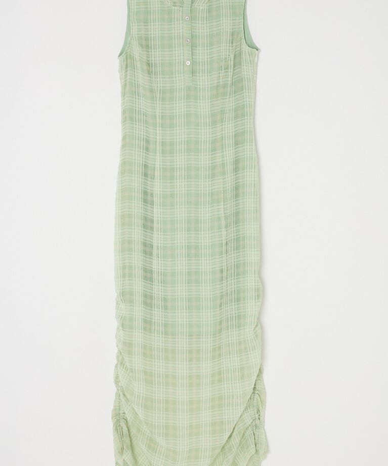 MOUSSY「HOODIE SLEEVELESS CHECK ドレス」|ワンピース|