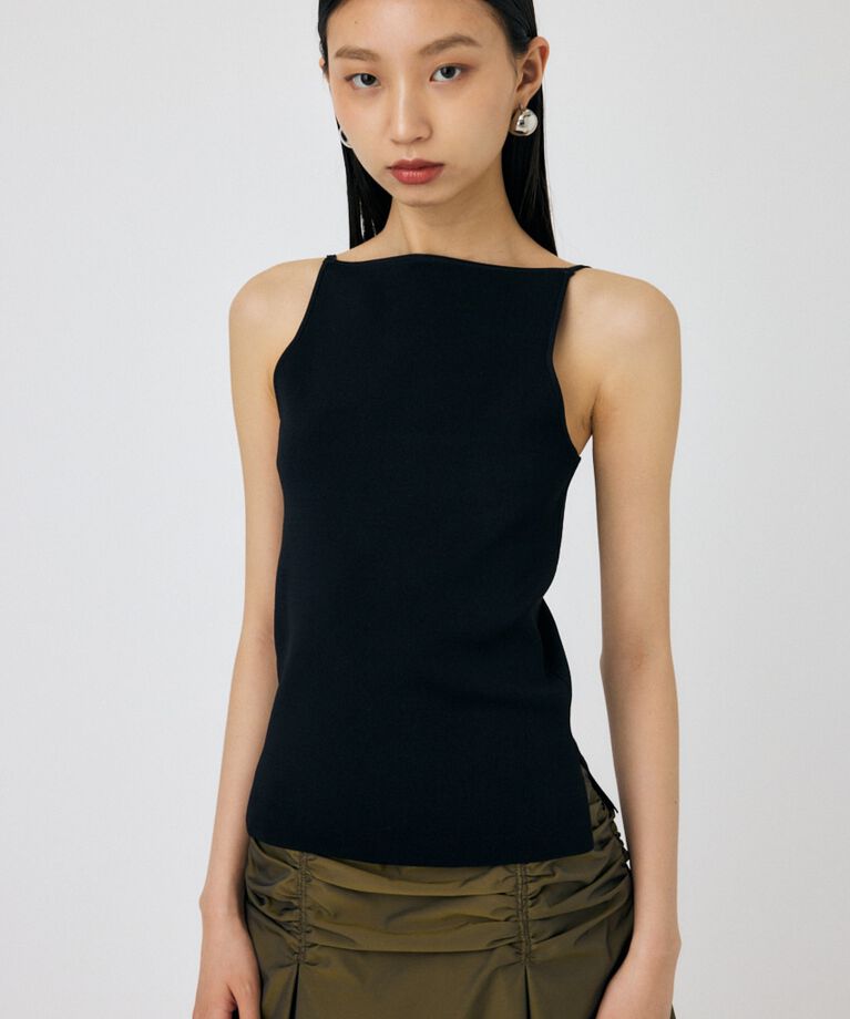 MOUSSY「SQUARE LINE ニットキャミ」|キャミソール|BLK