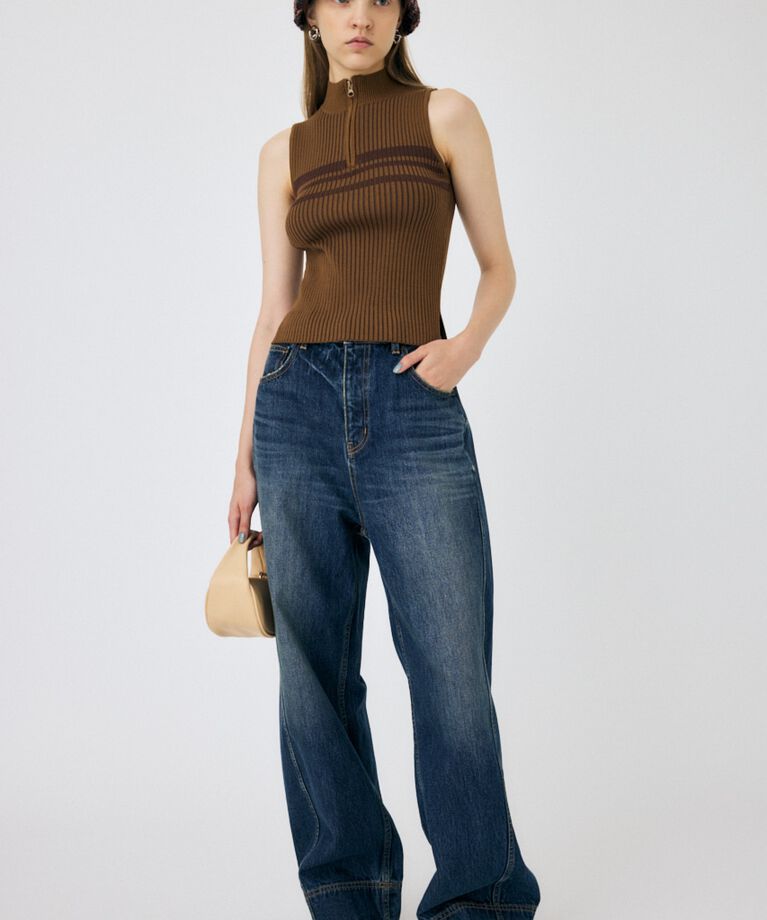 MOUSSY「MOCK NECK ハーフジップトップス」|タンクトップ|
