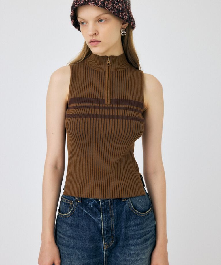 MOUSSY「MOCK NECK ハーフジップトップス」|タンクトップ|