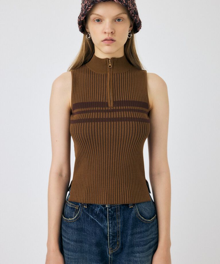 MOUSSY「MOCK NECK ハーフジップトップス」|タンクトップ|