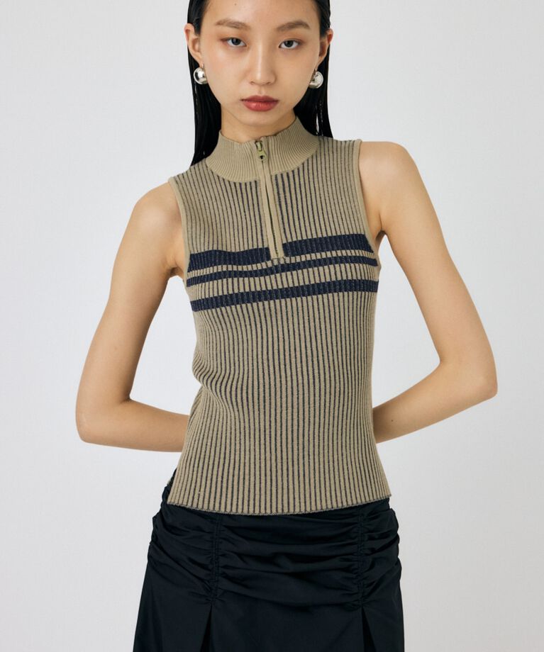 MOUSSY「MOCK NECK ハーフジップトップス」|タンクトップ|