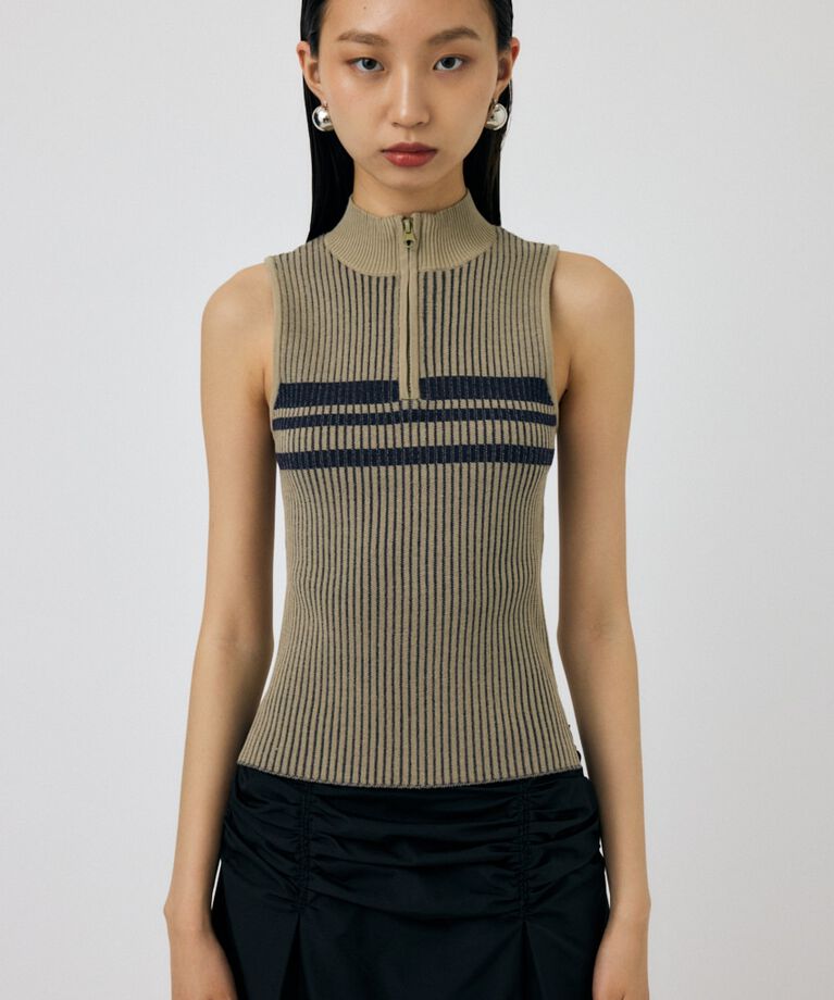 MOUSSY「MOCK NECK ハーフジップトップス」|タンクトップ|