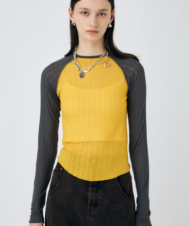 MOUSSY「BROAD RIB ラグラントップス」|Tシャツ・カットソー|YEL