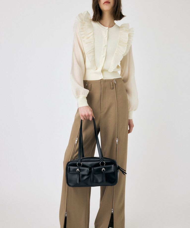 MOUSSY「WOVEN FRILLS カーディガン」|ニット・セーター|
