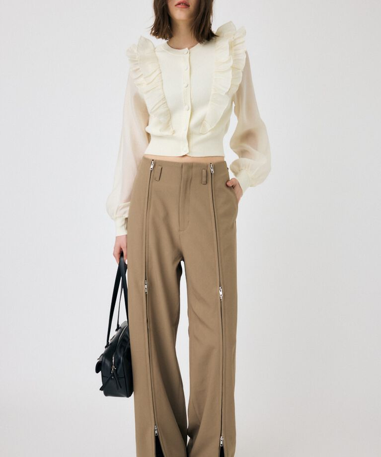 MOUSSY「WOVEN FRILLS カーディガン」|ニット・セーター|