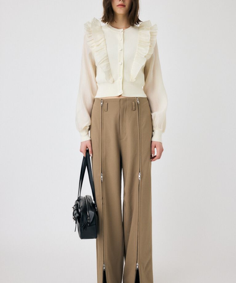 MOUSSY「WOVEN FRILLS カーディガン」|ニット・セーター|