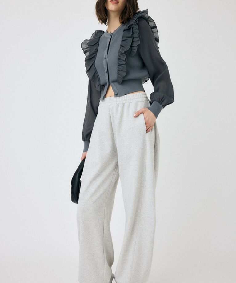 MOUSSY「WOVEN FRILLS カーディガン」|ニット・セーター|