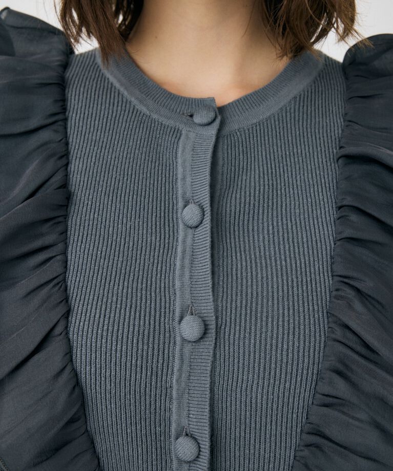 MOUSSY「WOVEN FRILLS カーディガン」|ニット・セーター|