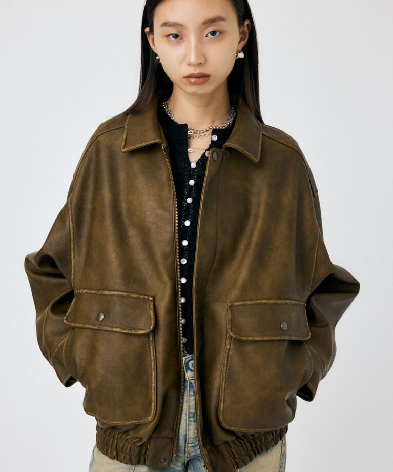 MOUSSY「F/LEATHER A-2 フライトジャケット」|その他|BRN