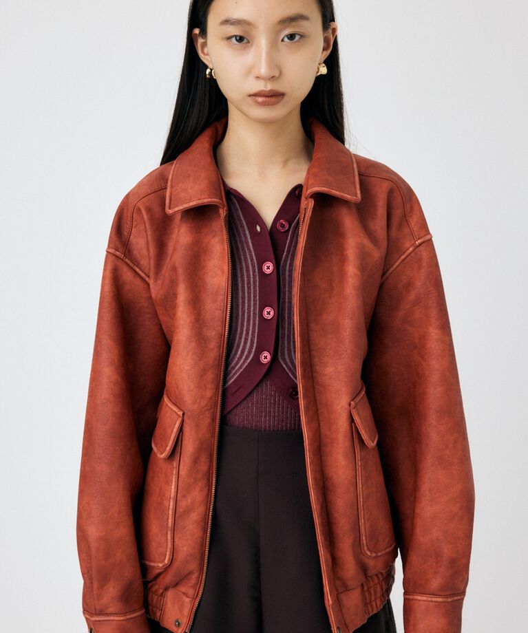 MOUSSY「F/LEATHER A-2 フライトジャケット」|その他|RED