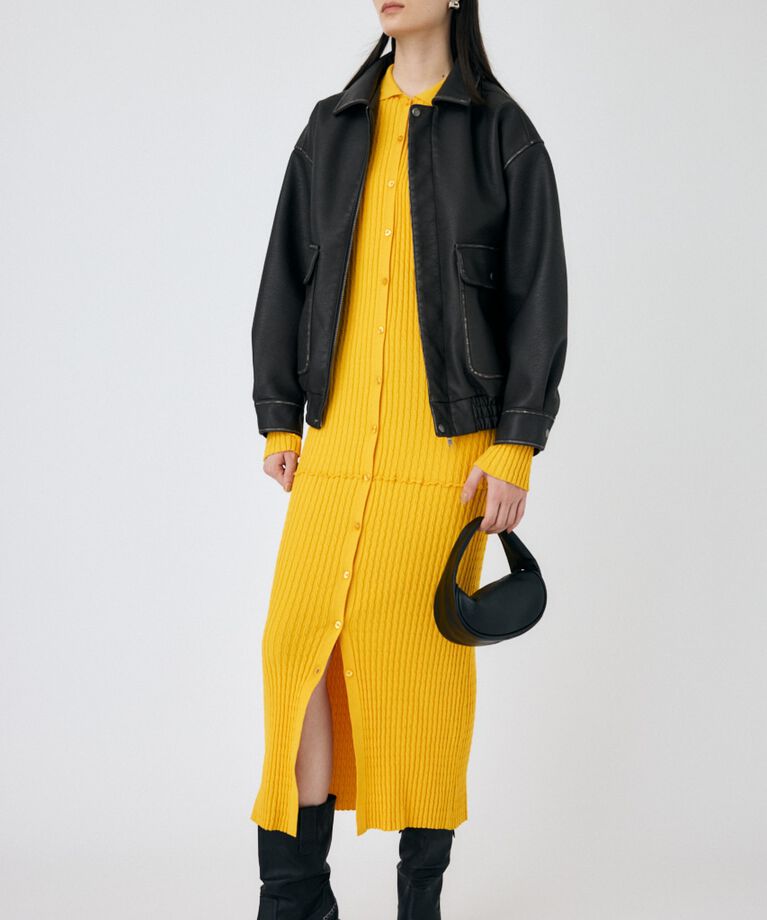 MOUSSY「CABLE KNIT ロングドレス」|ワンピース|YEL