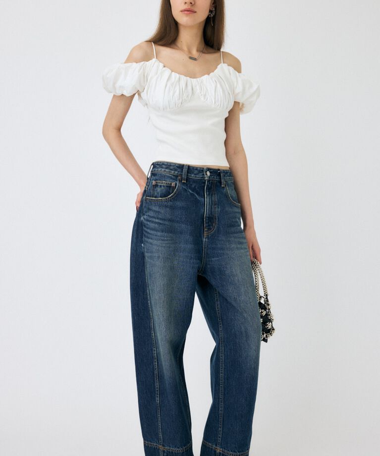 MOUSSY「VOLUME SLEEVE DOCKING トップス」|Tシャツ・カットソー|