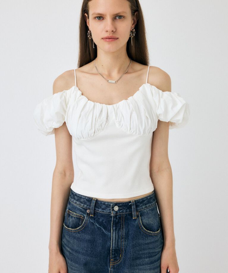 MOUSSY「VOLUME SLEEVE DOCKING トップス」|Tシャツ・カットソー|