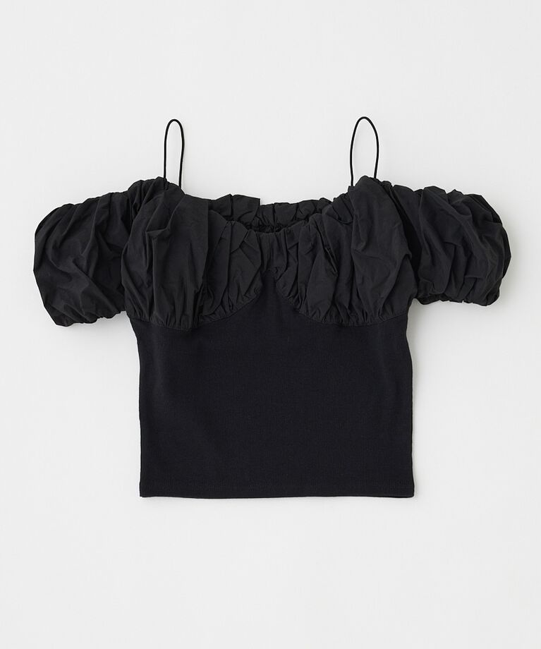 MOUSSY「VOLUME SLEEVE DOCKING トップス」|Tシャツ・カットソー|BLK