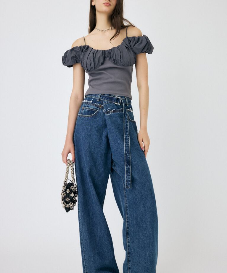 MOUSSY「VOLUME SLEEVE DOCKING トップス」|Tシャツ・カットソー|