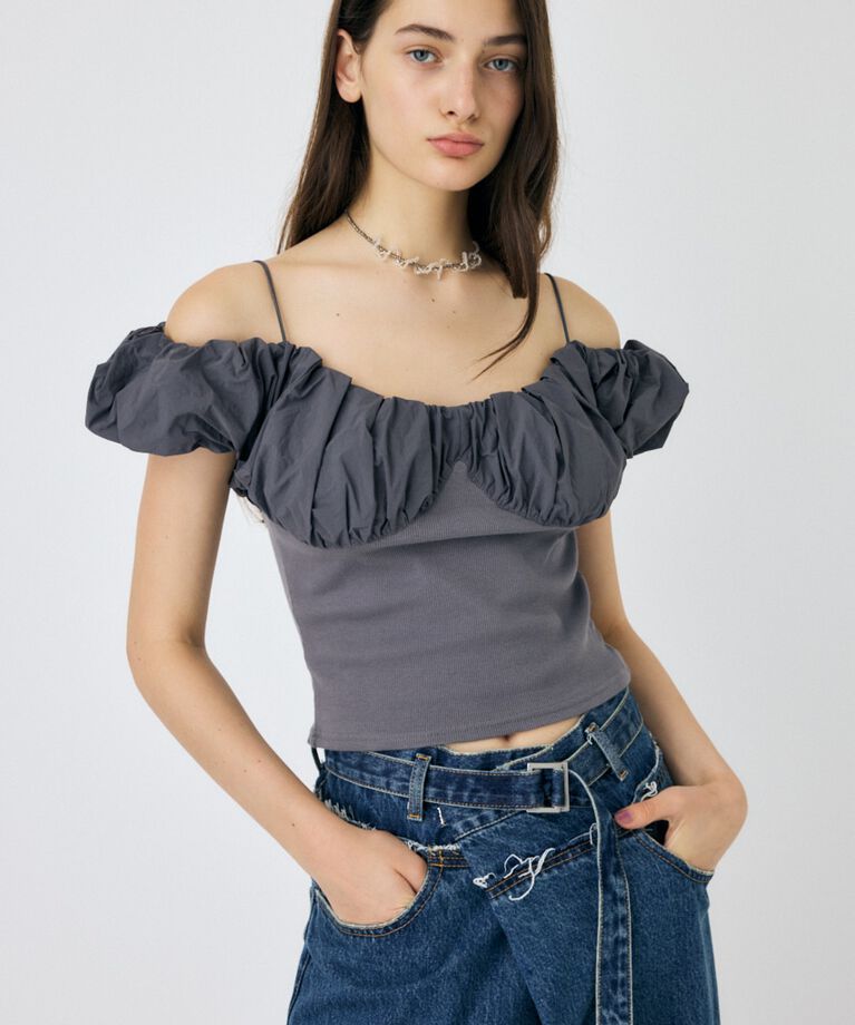 MOUSSY「VOLUME SLEEVE DOCKING トップス」|Tシャツ・カットソー|