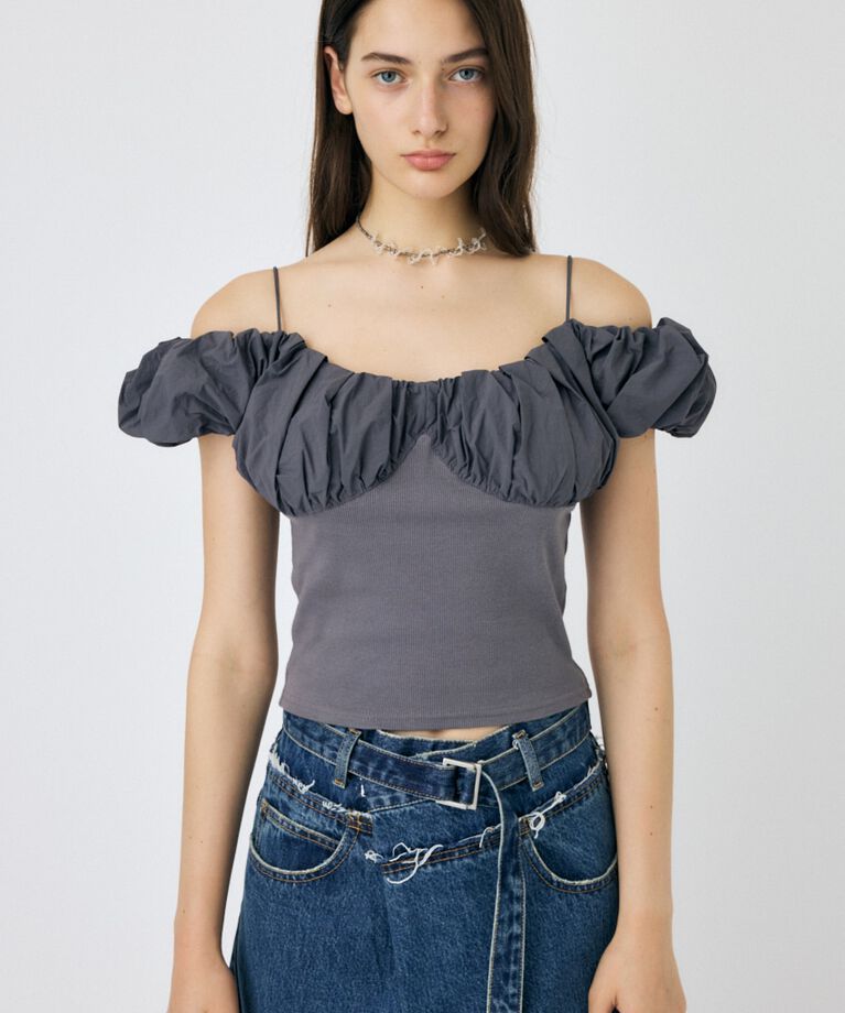 MOUSSY「VOLUME SLEEVE DOCKING トップス」|Tシャツ・カットソー|