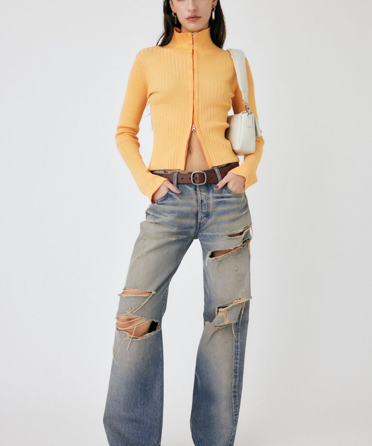 MOUSSY「MIDRISE STRAIGHT」|デニム|L/BLU1