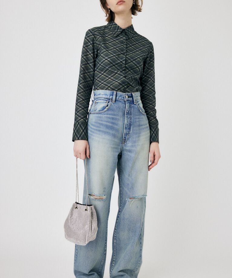 MOUSSY「HW CRASH LOOSE STRAIGHT」|デニム|