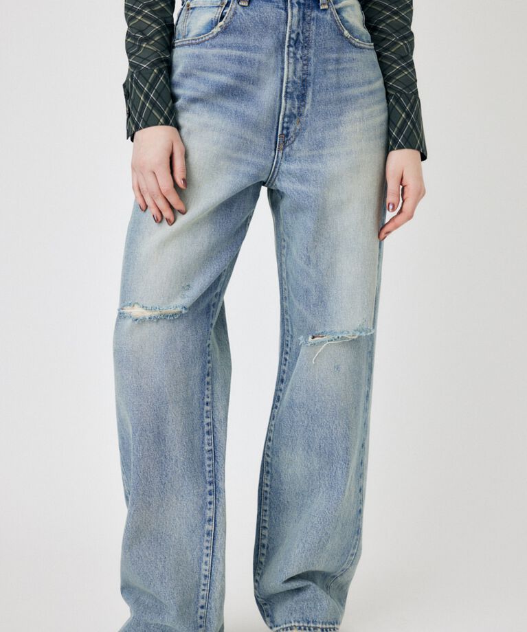 MOUSSY「HW CRASH LOOSE STRAIGHT」|デニム|