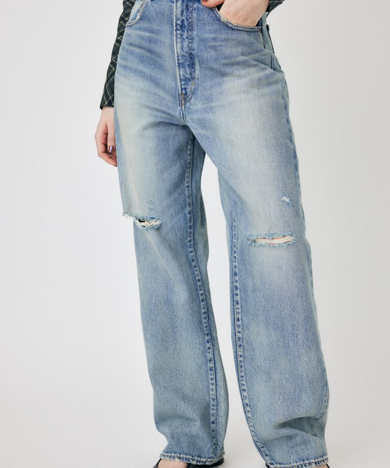 MOUSSY「HW CRASH LOOSE STRAIGHT」|デニム|