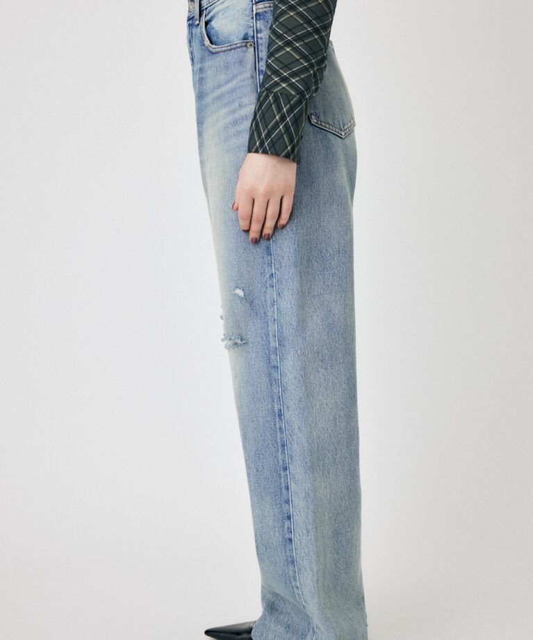 MOUSSY「HW CRASH LOOSE STRAIGHT」|デニム|