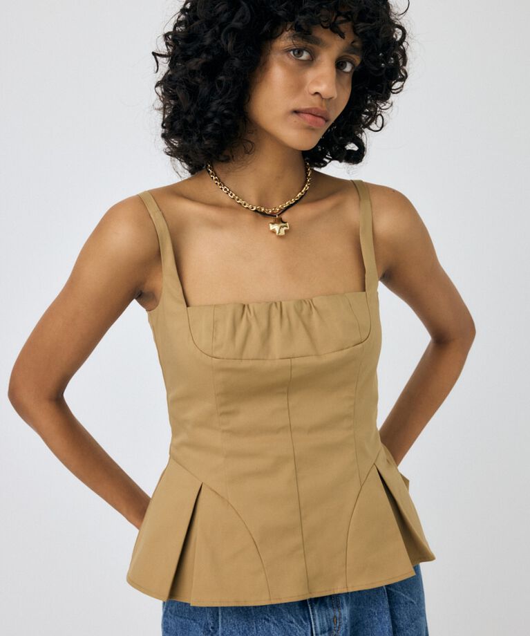 MOUSSY「FLARE CAMI ビスチェ」|キャミソール|BEG