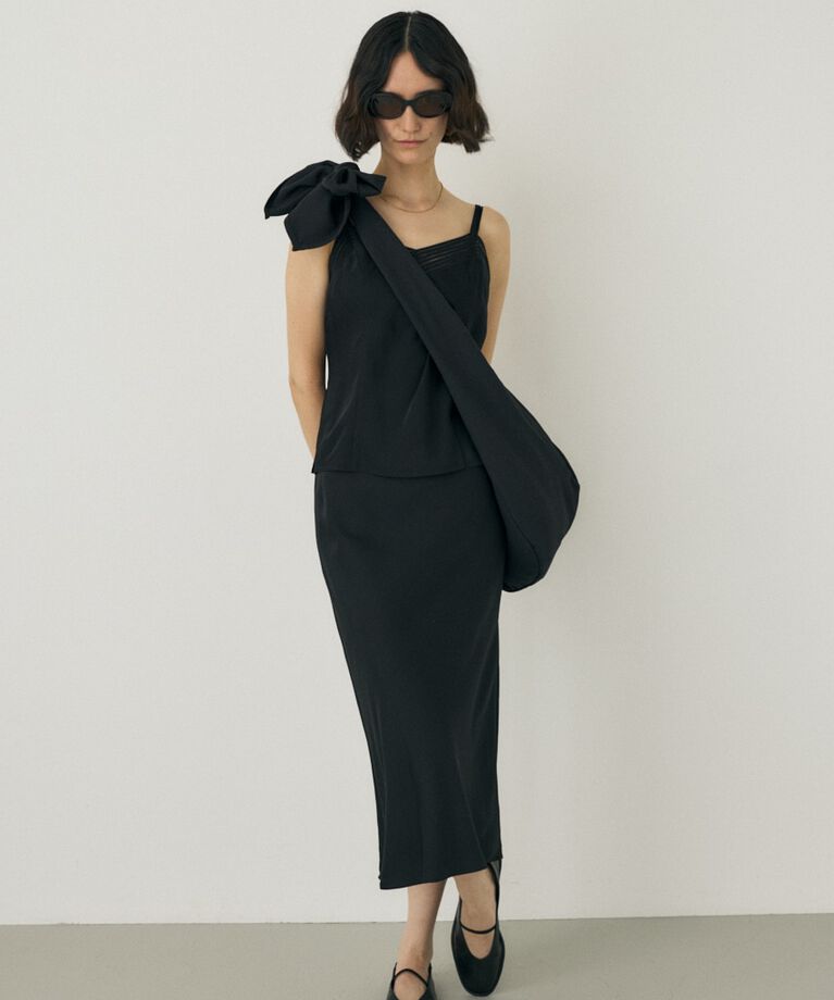MOUSSY「サテンミディスカート　リサイクルポリエステル×レーヨン素材」|スカート|BLK