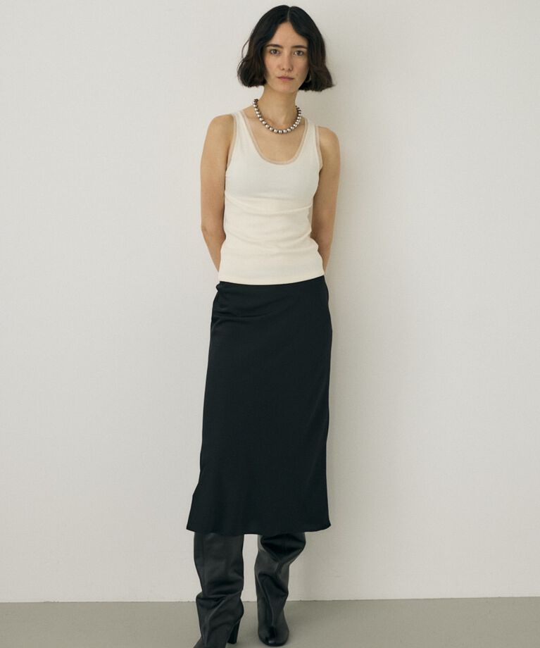 MOUSSY「サテンミディスカート　リサイクルポリエステル×レーヨン素材」|スカート|