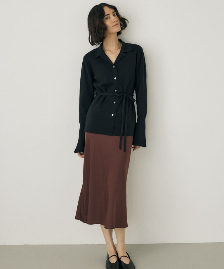 MOUSSY「サテンミディスカート　リサイクルポリエステル×レーヨン素材」|スカート|BRN