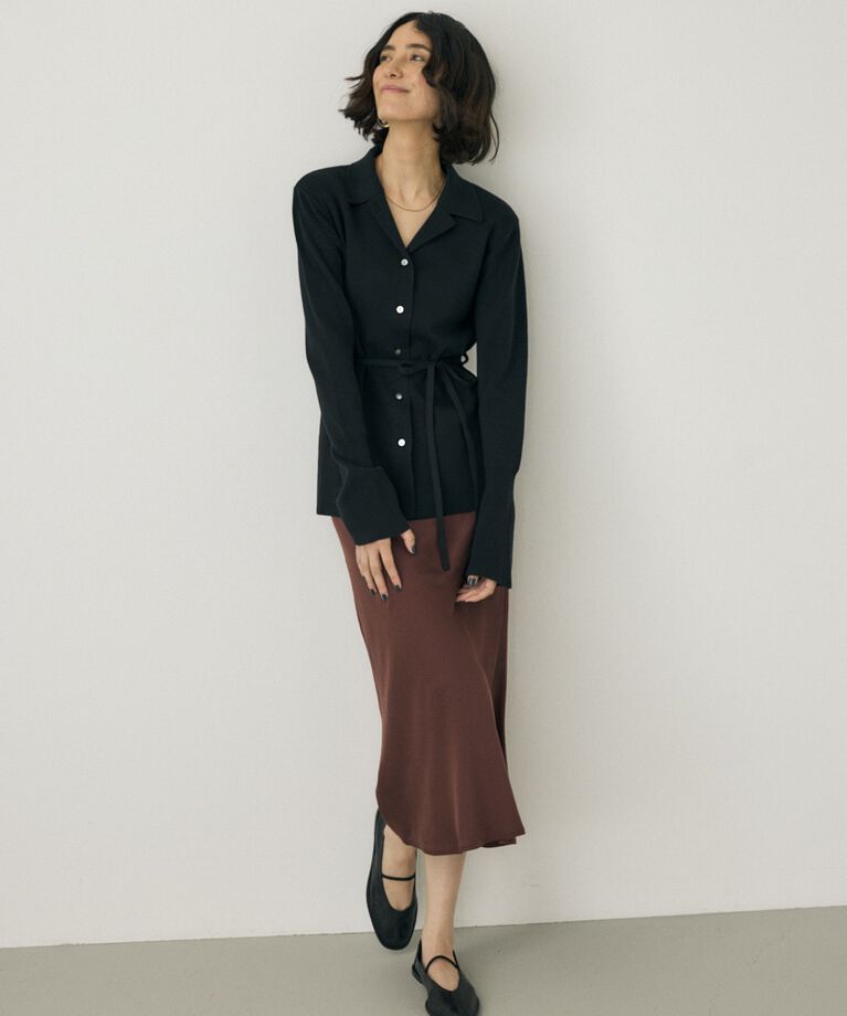 MOUSSY「サテンミディスカート　リサイクルポリエステル×レーヨン素材」|スカート|