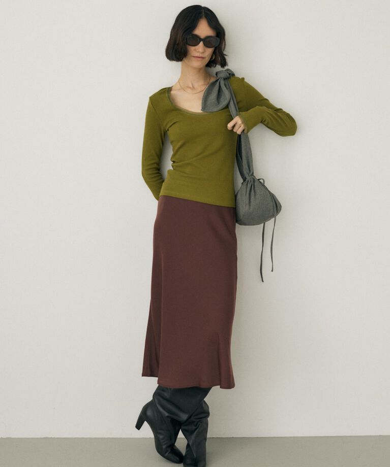 MOUSSY「サテンミディスカート　リサイクルポリエステル×レーヨン素材」|スカート|