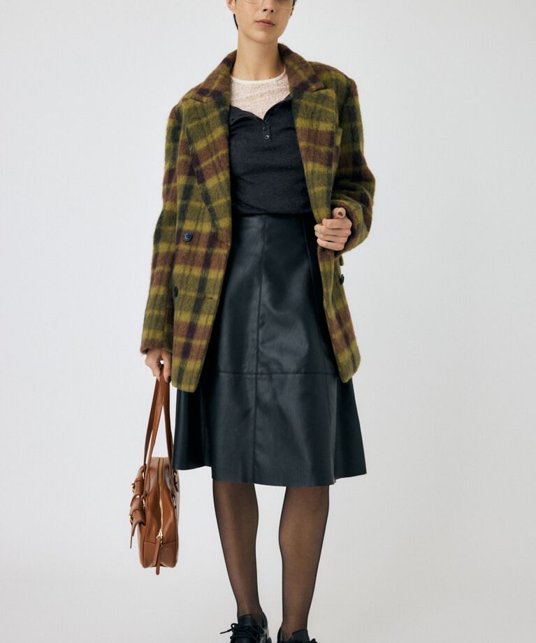MOUSSY「F/LEATHER フレアスカート」|スカート|BLK