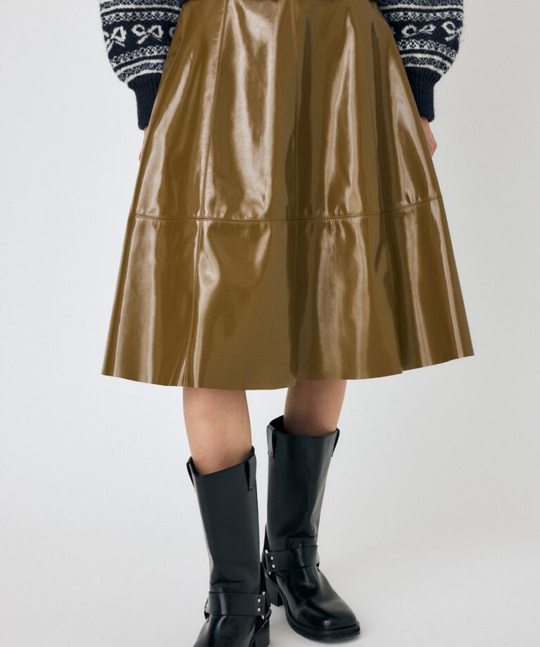 MOUSSY「F/LEATHER フレアスカート」|スカート|