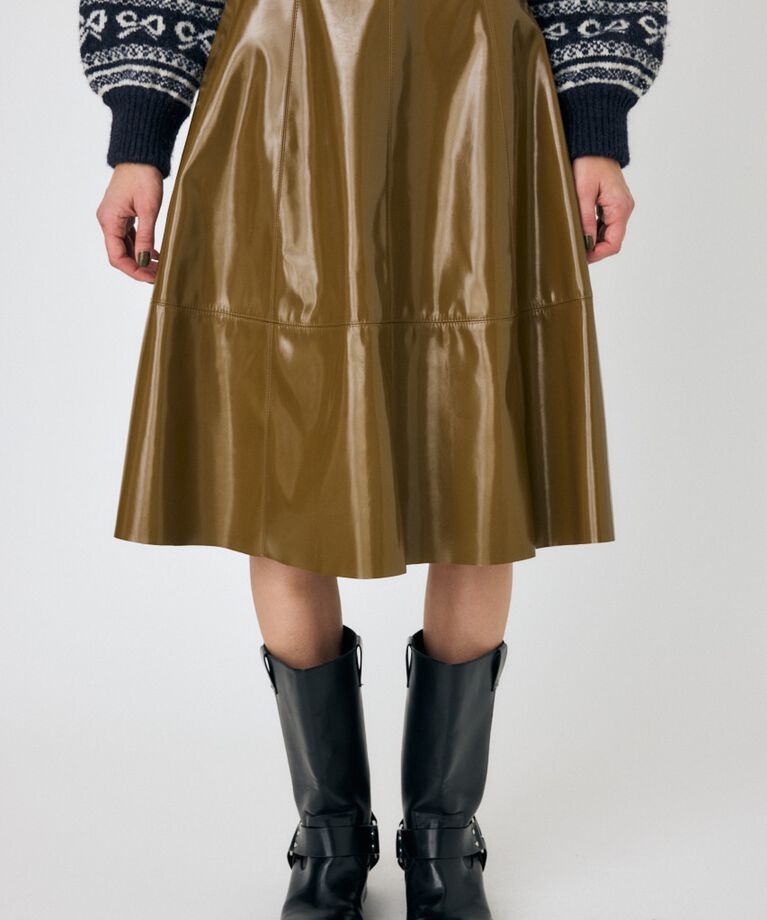 MOUSSY「F/LEATHER フレアスカート」|スカート|