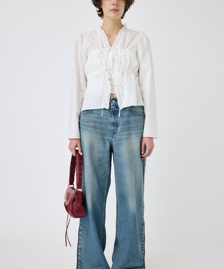 MOUSSY「FRONT RIBBON GATHER ブラウス」|シャツ・ブラウス|
