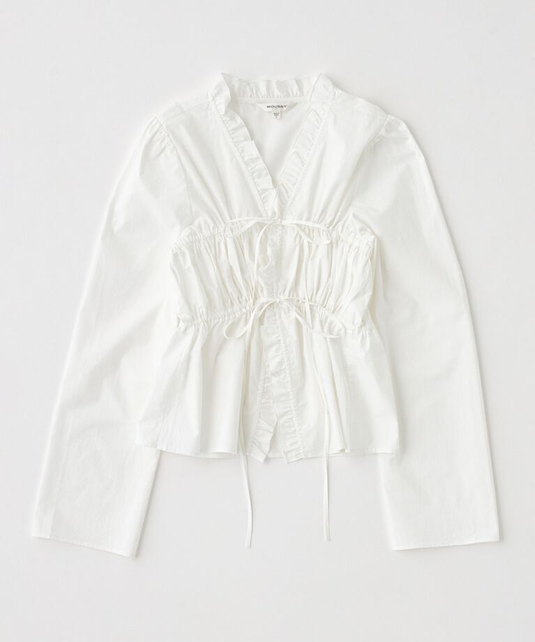 MOUSSY「FRONT RIBBON GATHER ブラウス」|シャツ・ブラウス|