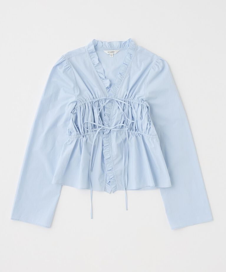 MOUSSY「FRONT RIBBON GATHER ブラウス」|シャツ・ブラウス|