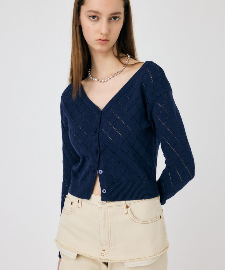 MOUSSY「EYELET ニットカーディガン」|ニット・セーター|