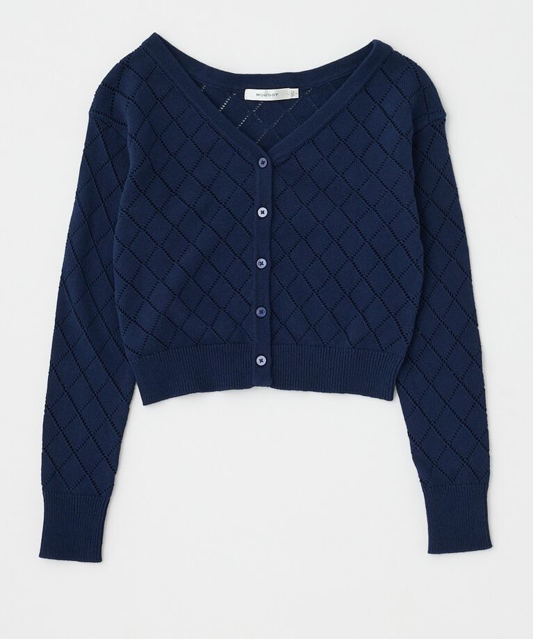 MOUSSY「EYELET ニットカーディガン」|ニット・セーター|