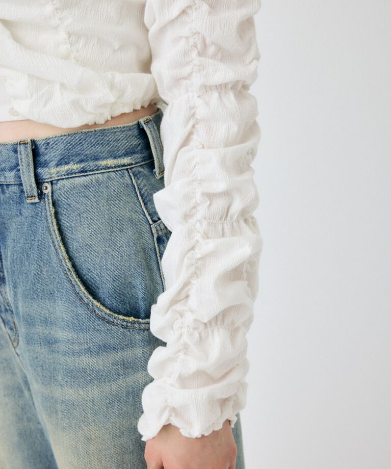 MOUSSY「FRONT TIE SHIRRING シャツ」|シャツ・ブラウス|